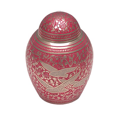 pink pot Doves in flight urn for a pet from my companion pet cremation Ireland - mycompanion.ie